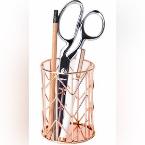 BLU MONACO || Glam Metal Pen/Brush Holder for Tabletop in Rose Gold 🖌️🏵️